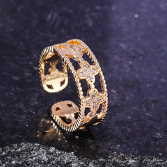 Four Leaf Clover Zircon Ring - Good Luck Charm Jewelry