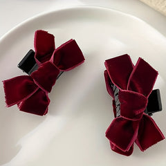 4pcs Velvet Bow Hair Claw Minimalist Banana Clip Headwear