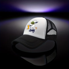Beer Mesh Trucker Hat Anime Suit Beer Rabbit Print Baseball Cap