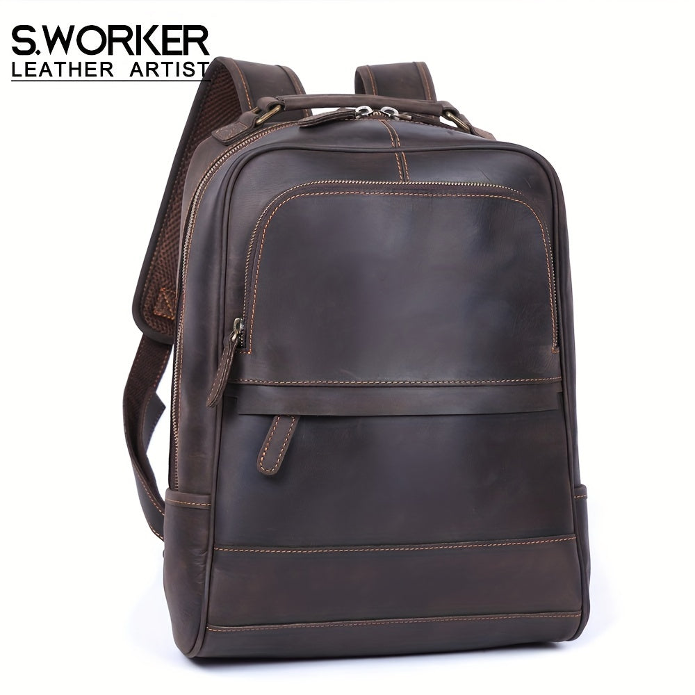 Retro Leather Backpack Men's Casual Large Capacity