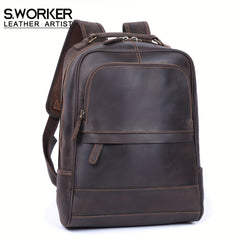 Retro Leather Backpack Men's Casual Large Capacity
