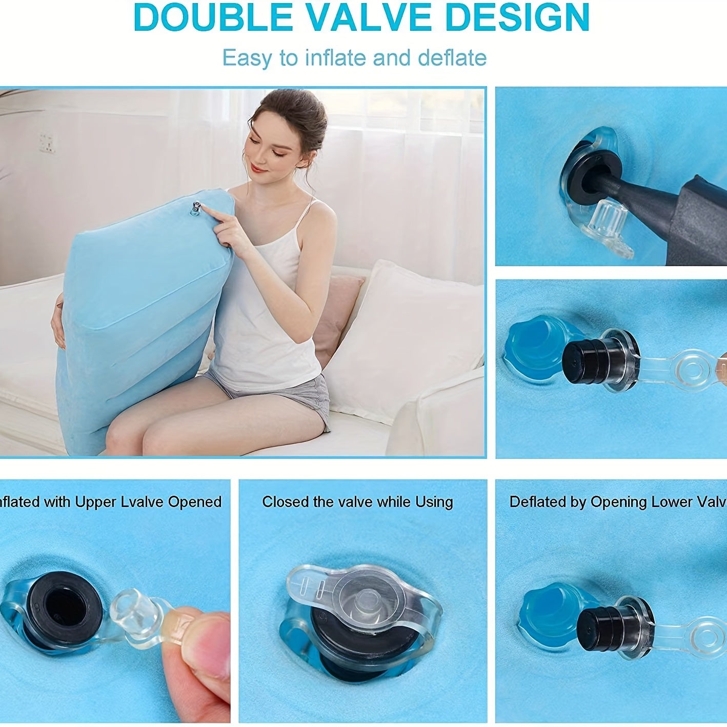 Inflatable Clip Leg Pillow for Home Decor