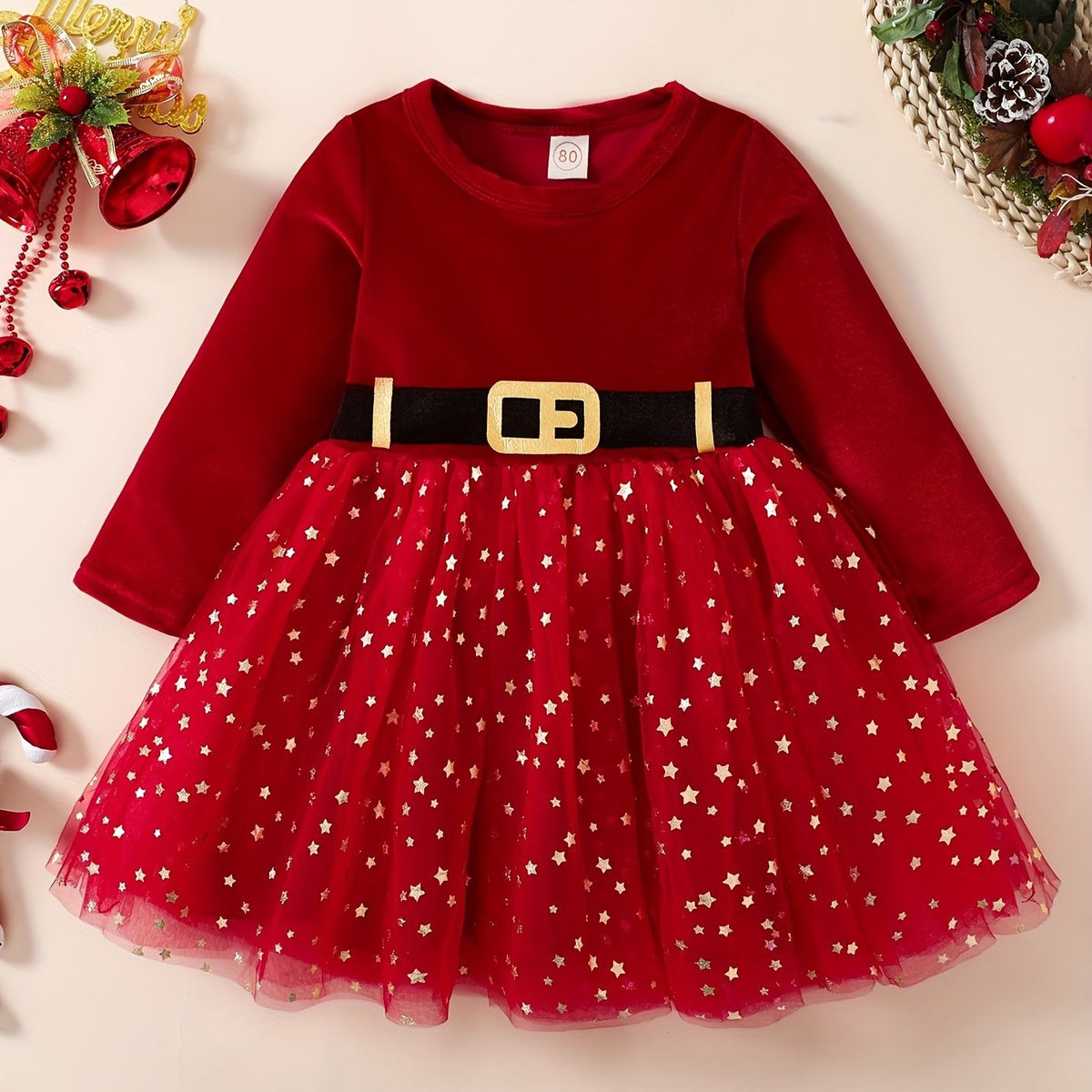 Toddler Girls Christmas Outfit Long Sleeve Tutu Dress