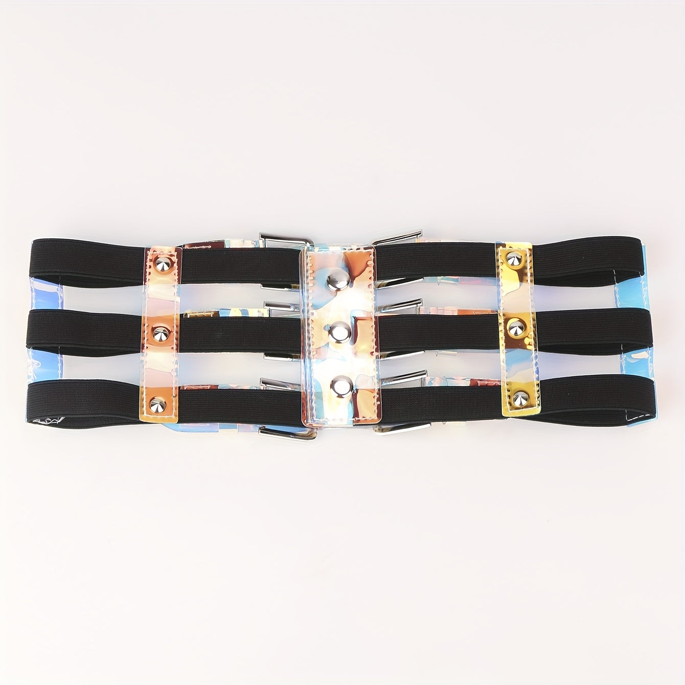 Wide Belt Y2K Laser Elastic Waistband Girdle For Women