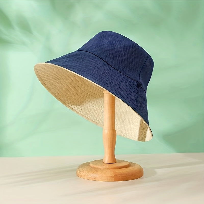 Reversible Solid Bucket Hat Casual Basin Hats Unisex Sunscreen Fisherman Cap