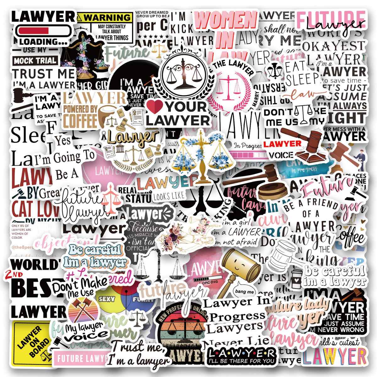 100pcs Scales Of Justice Stickers for Water Bottle Laptop - Lawyer Men Women