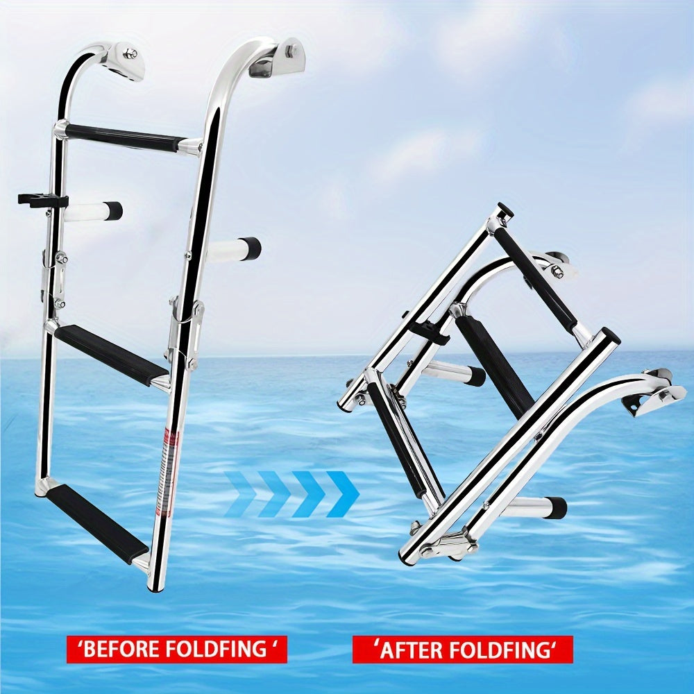 3 Step Telescopic Boat Ladder Stainless Steel Foldable Boat Ladder