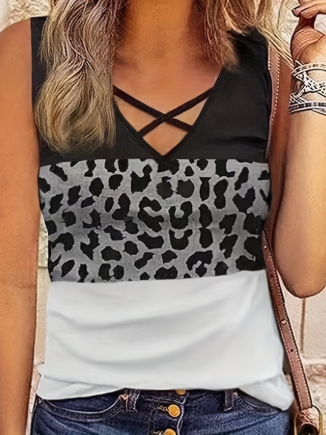 Plus Size Independence Tank Top Womens Plus Flag Print Criss Cross V Neck