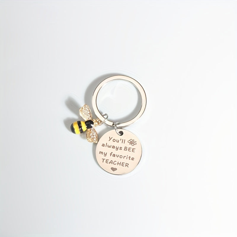 Rhinestone Bee Keychain Metal Key Ring Purse Bag Backpack Charm Gift