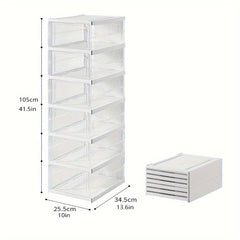 1pc Integrated Plastic Shoes Box Dustproof Folding Shoes Cabinet Shoe Storage