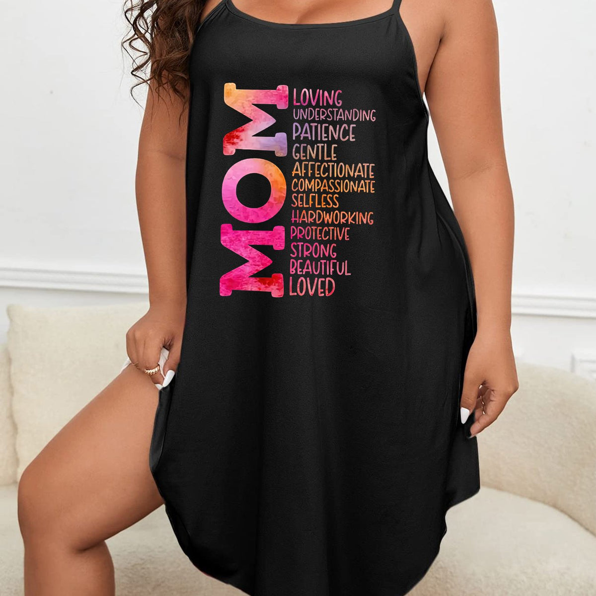  Ombre Letter Print Cami Nightdress