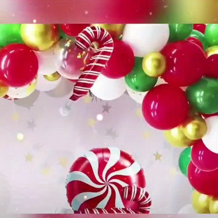 Christmas Balloon Garland Arch Kit Red Golden Candy Cane Balloons
