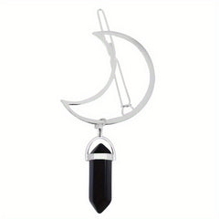 Moon Shape Hair Clip Stone Pillar Pendant Side Clip Head Jewelry