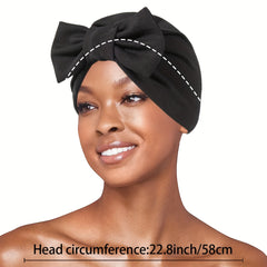 Big Bowknot Turban Cap Solid Head Scarf Beanie Hat Elastic Lightweight Head Wrap