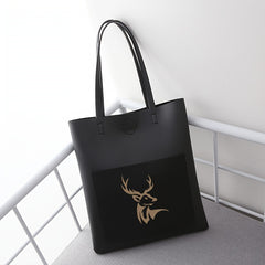 Deer Head Print Shoulder Bag Large Capacity Handbag