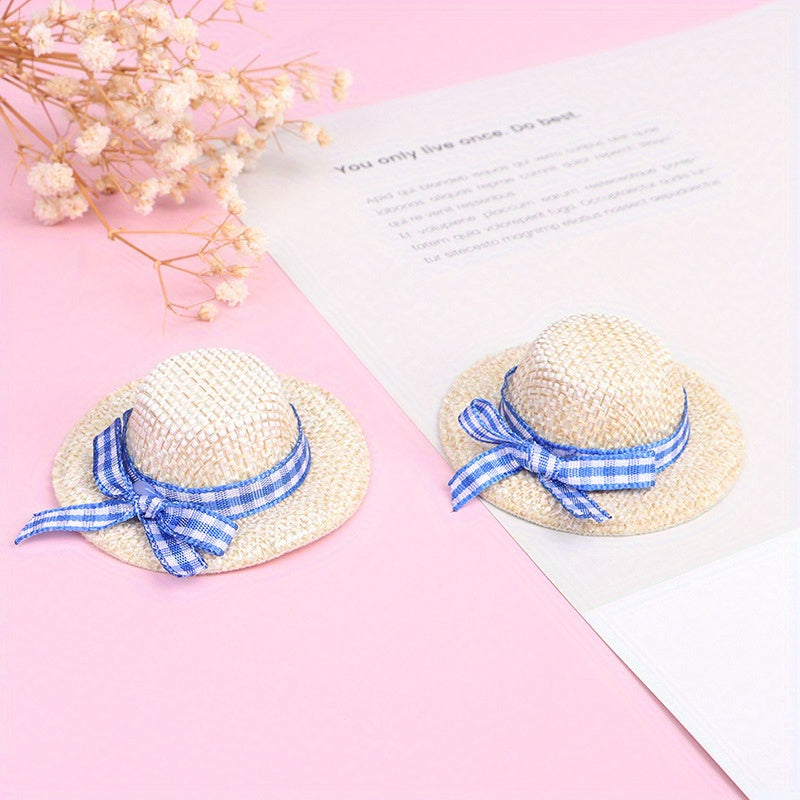 4pcs Straw Hats Set DIY Craft Doll Accessories Party Decorations