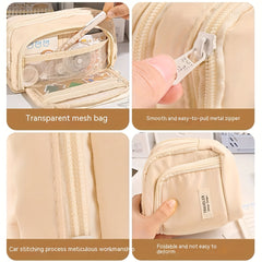 Large Capacity Pencil Case for Students and Makeup Storage