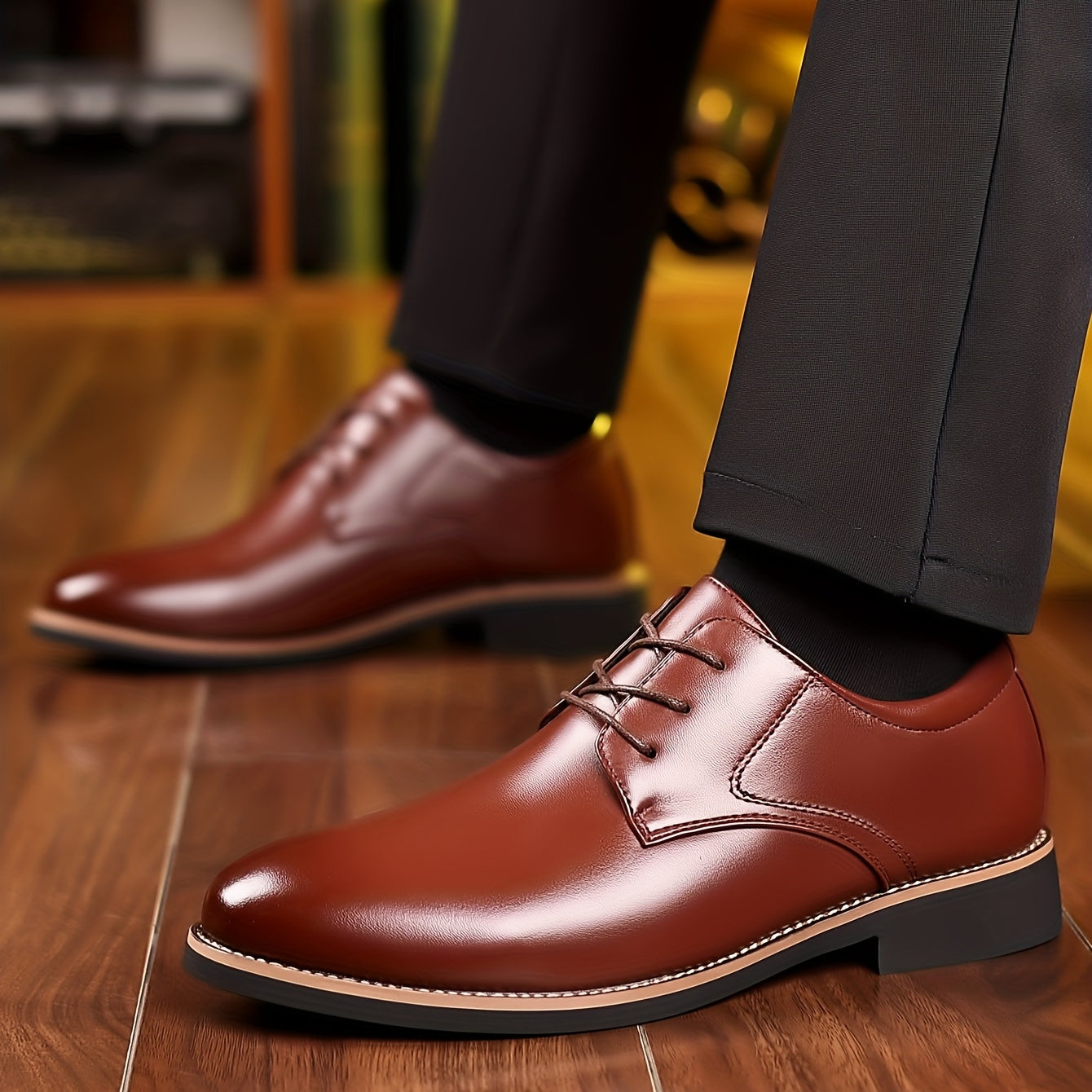 Men's Lace Up Derby Shoes Round Toe Formal Business Wear Non Slip