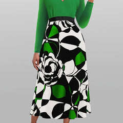  Colorblock Floral Maxi Dress