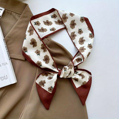 Vintage Plaid Print Skinny Scarf Head Hair Ribbon Handbag Handle Wrap Tie