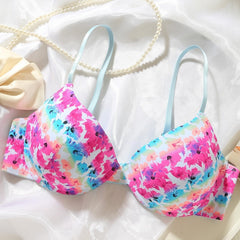 Floral Tie Dye Push Up Bra Full Coverage