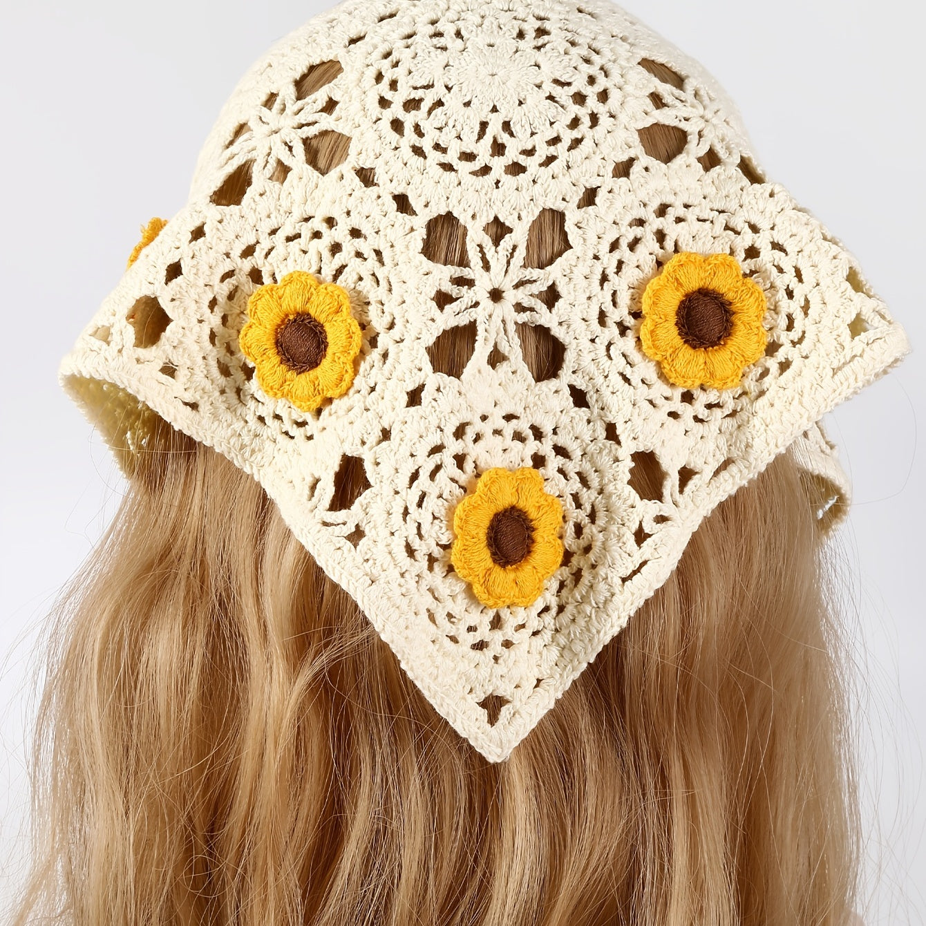 Boho Knitted Triangle Bandana Hair Scarf Hairband for Women Girls