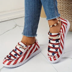 Women's Star & Striped Canvas Shoes Lace Up Sneakers