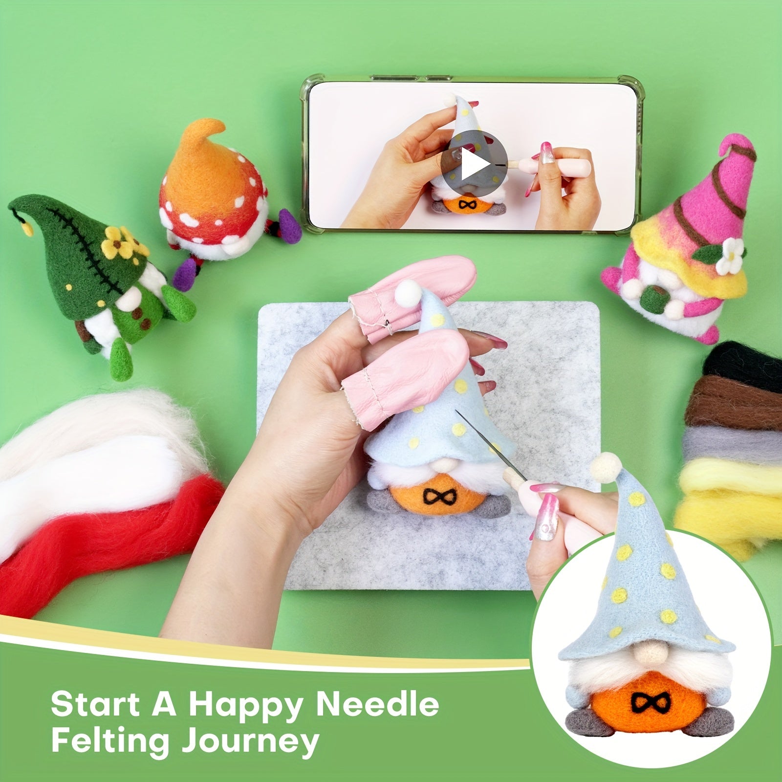 Needle Felting Kit for Doll Making DIY Decoration Dwarf Set