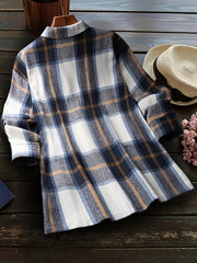  Plaid Print Long Sleeve Button Up Shirt