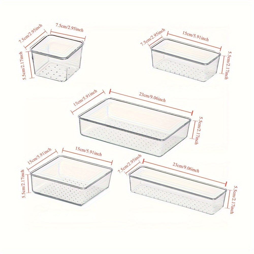 25pcs Transparent Compartment Boxes for Desktop Drawer Organization