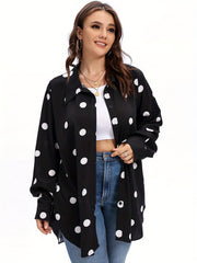  Casual Polka Dot Lantern Sleeve Blouse