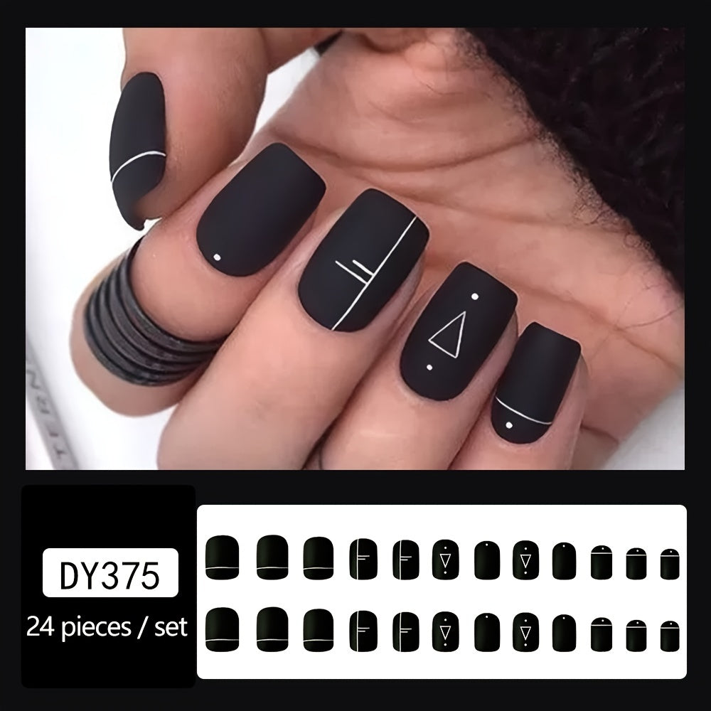 24 pcs Matte Press On Nails Square Glue Long Lasting Halloween Nails