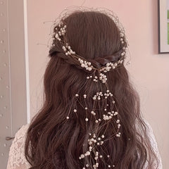 Bridal Faux Pearl Headdress Beaded Hairband Wedding Dress Accessories