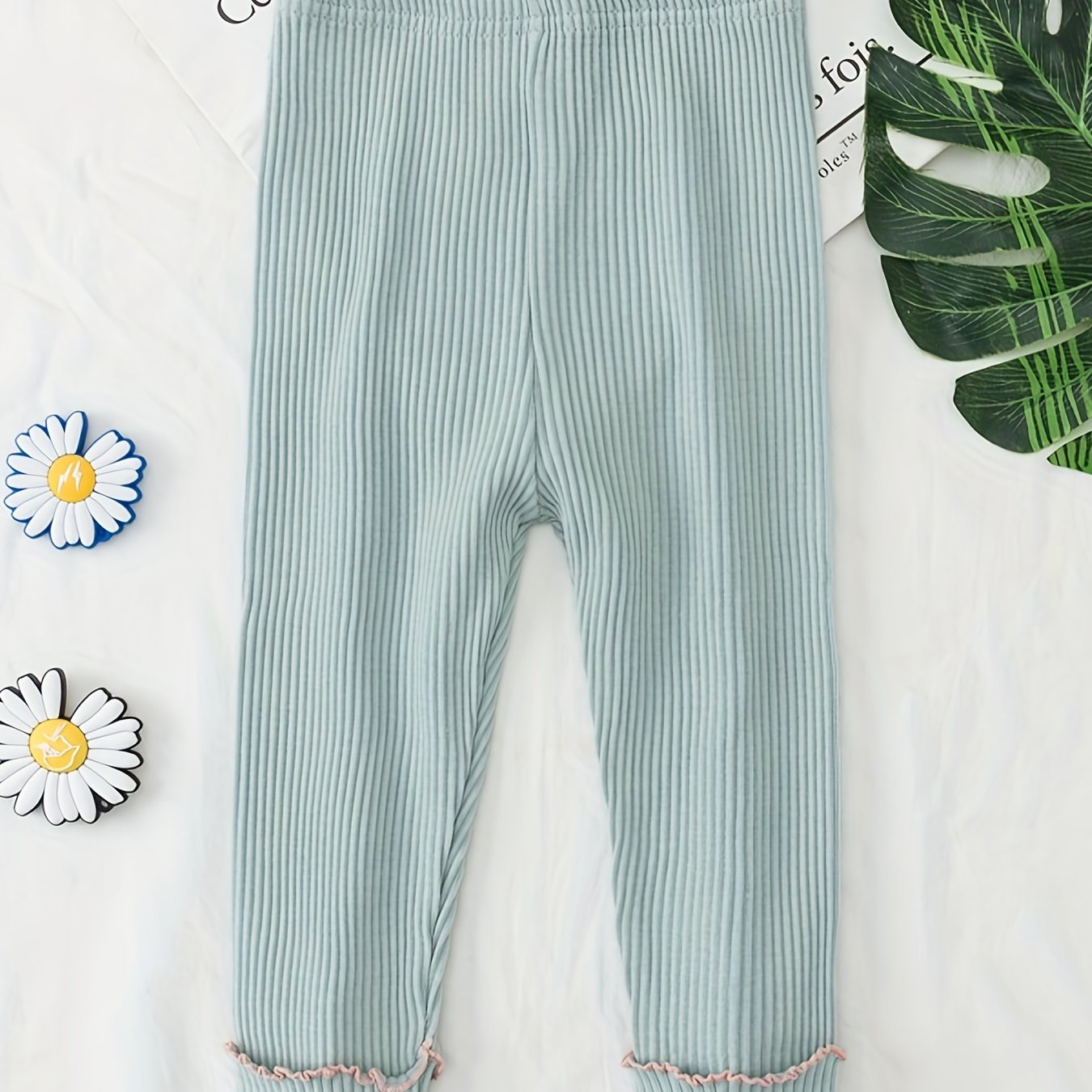 Baby Ribbed Knit Cotton Leggings, Fall Winter Pants