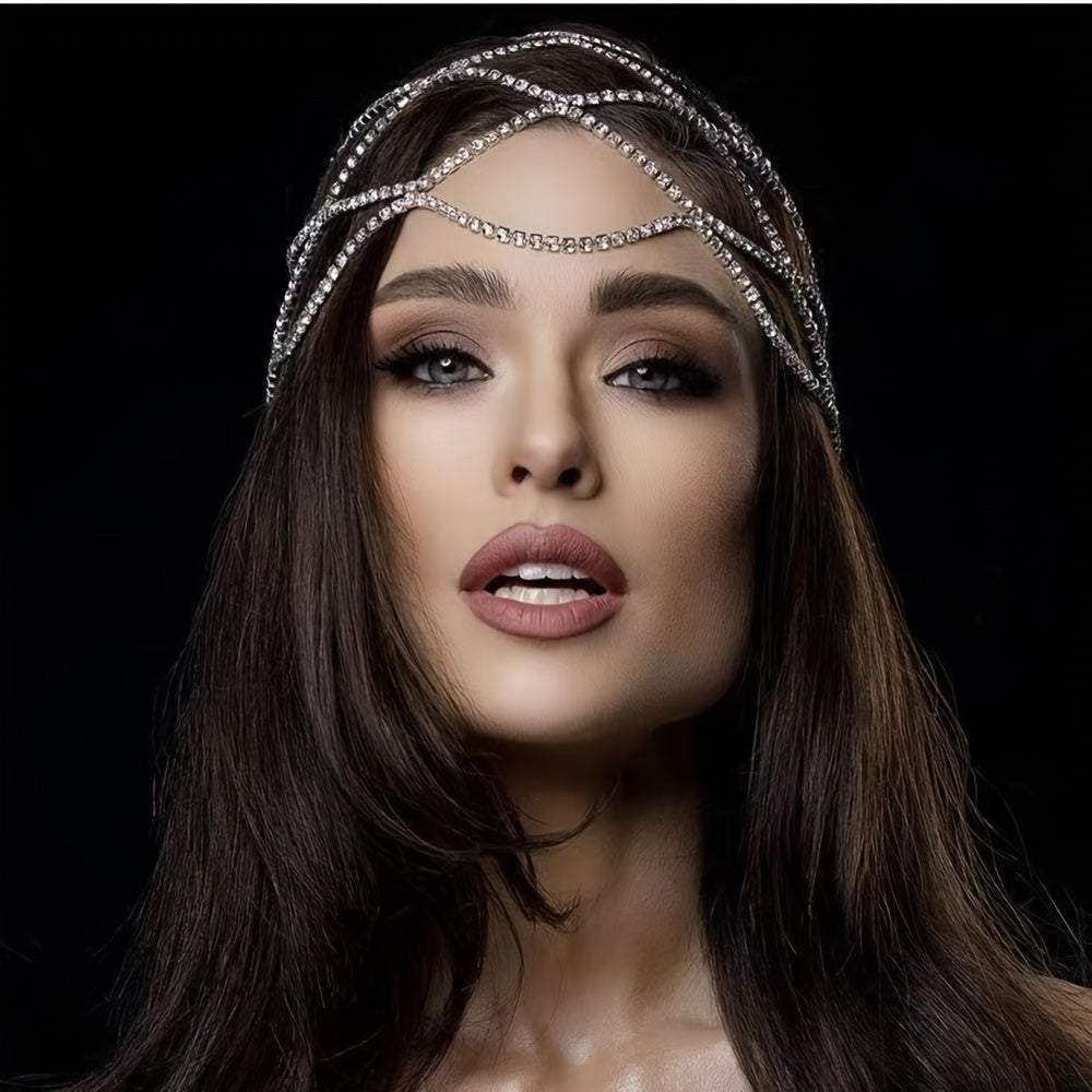 Mesh Bridal Headband Rhinestone Head Piece Hair Accessories
