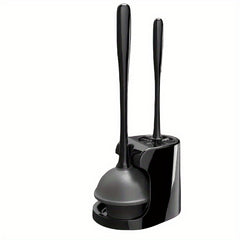 Toilet Plunger & Brush Set with Stand for Bathroom Cleaning