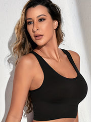 Solid Tank Crop Top Sleeveless Sports Top Women's