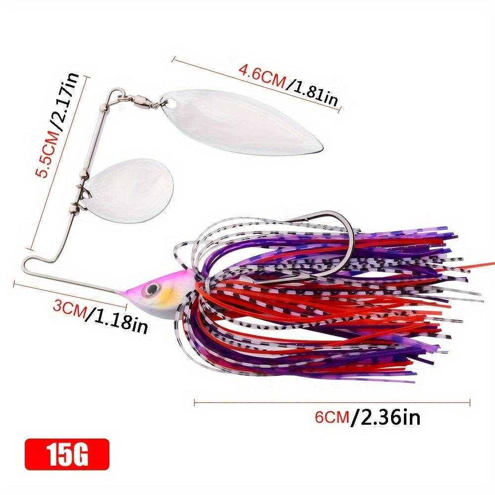 5pcs Spinner Bait Metal Lure With Skirt & Willow Blade for Pike Fishing Tackle