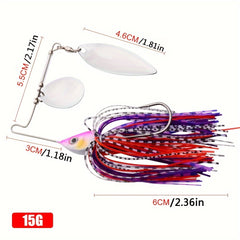 5pcs Spinner Bait Metal Lure With Skirt & Willow Blade for Pike Fishing Tackle