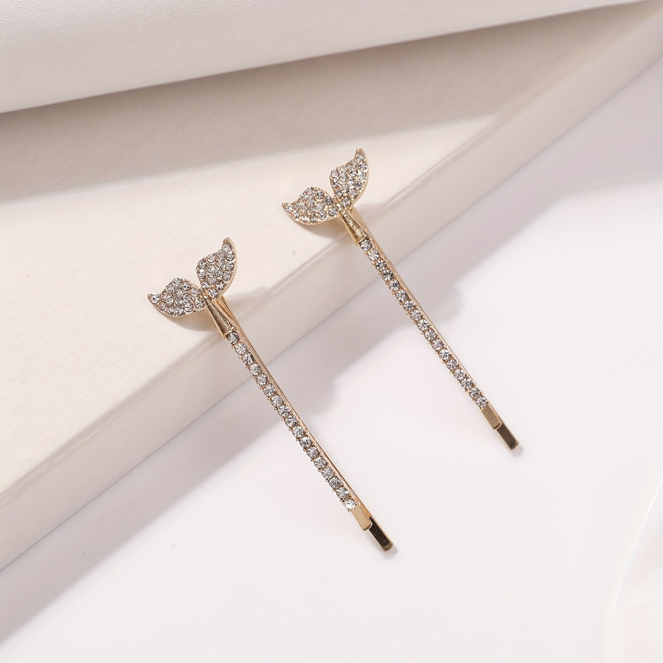 2pcs Mermaid Tail Hair Clip Bobby Pin Barrette Rhinestone Hair Slides Clip