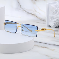 Leopard Temple Square Frame Sunscreen Sunglasses Men Women