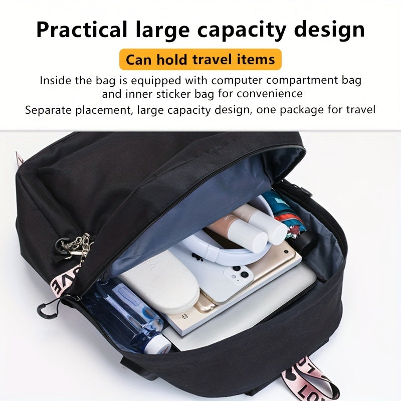 Large Capacity Canvas Travel Backpack with USB Charging Port