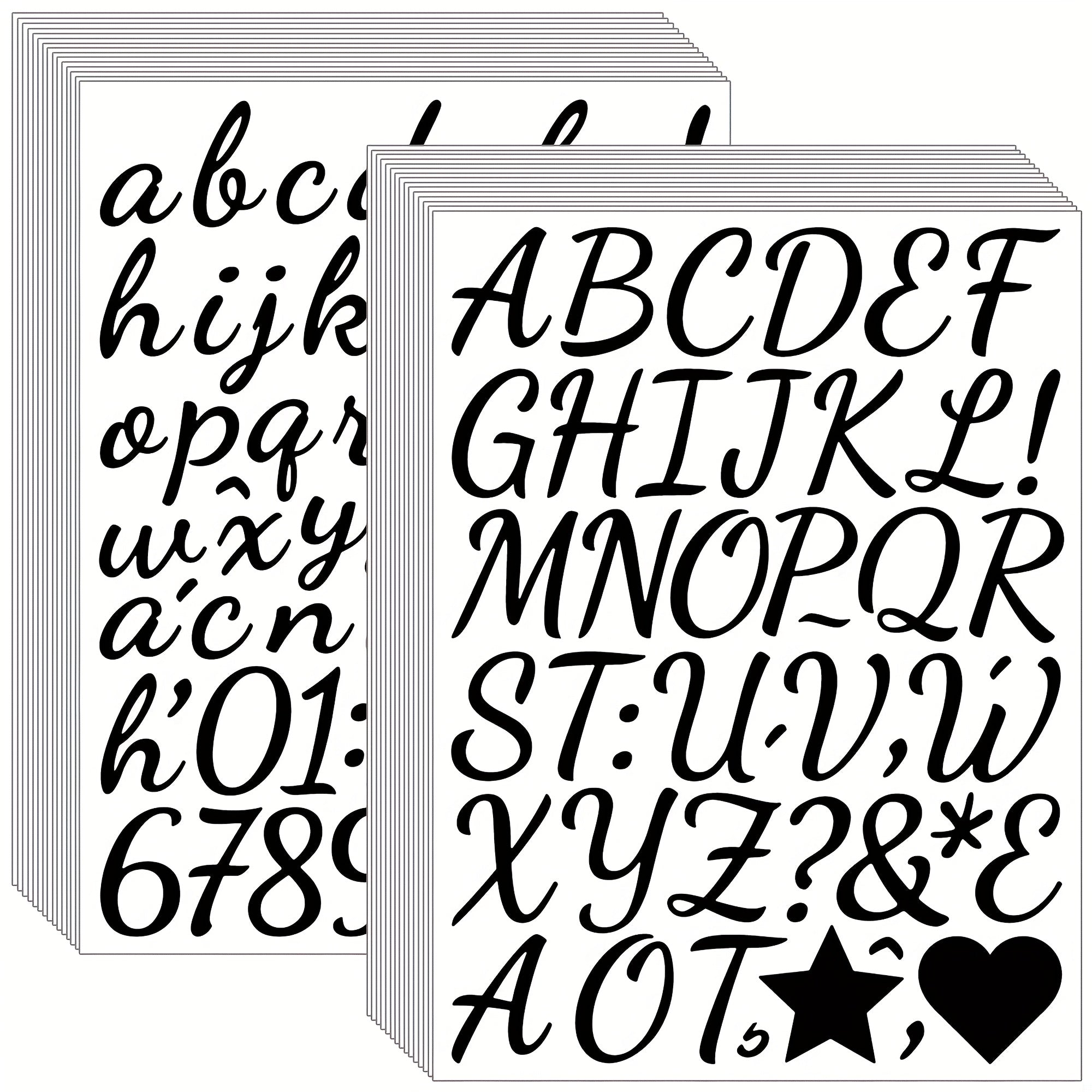 Vinyl Cursive Letters & Numbers Stickers Set 2 DIY Alphabet Decals