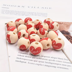 6pcs 16mm Heart Wooden Beads Loose Beads Series