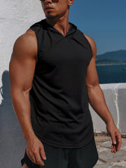 Men's Lightweight Hooded Tank Top for Summer Fitness Training