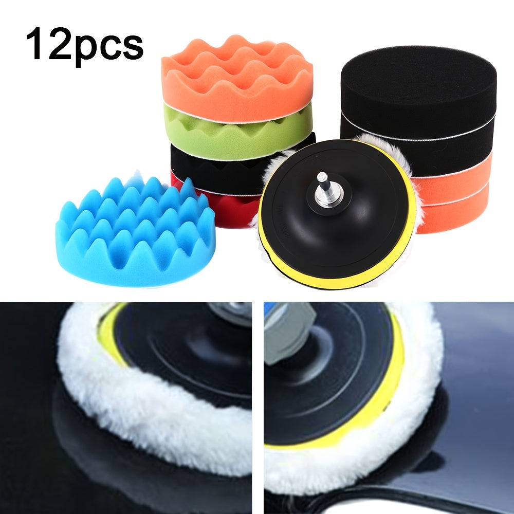 12pcs 12.7cm Detail Polishing Pads Set Sponge Polishing Waxing Buffing Pads Kit