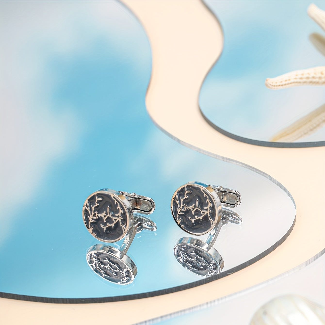 Business French Shirt Cufflinks Stainless Steel Round Sleeve Studs
