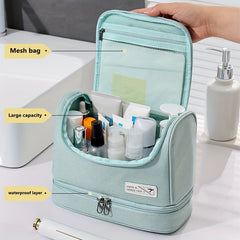 Large Capacity Cosmetic Bag Double Layer Toiletry Organizer