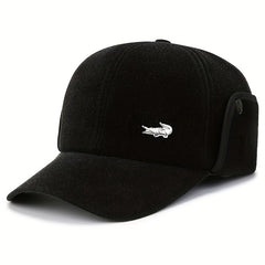 Men's Winter Ear Protection Fleece Leather Hat Outdoor Ski Cap