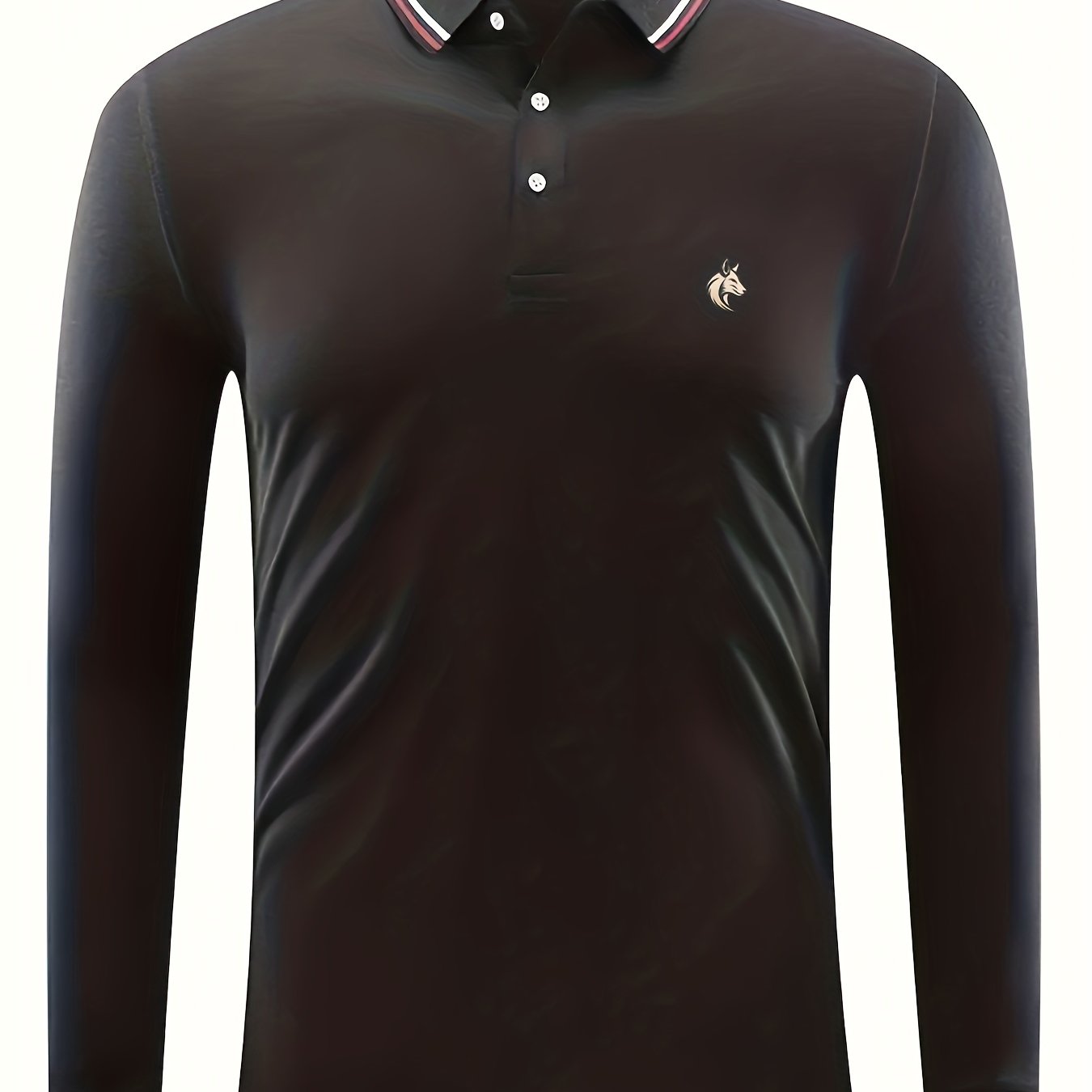 Fox Print Men's Lightweight Polo Shirt Long Sleeve Casual Button Up